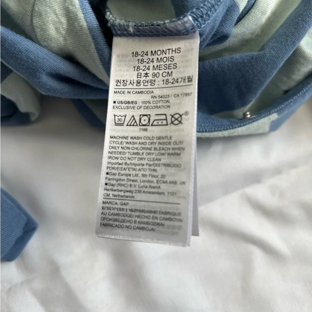 Baby GAP Blue Striped Long Sleeve One Piece Polo Size 18-24 Months